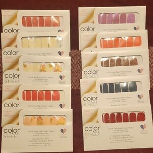 Color Street Nail Polish Strips — Coral, Peach, Lavender, Yellow & Navy Mix